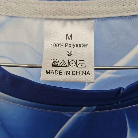 Men's Size Medium 2pc White Blue Swirl Graphic long Sleeve with pants outfit New - Picture 12 of 13